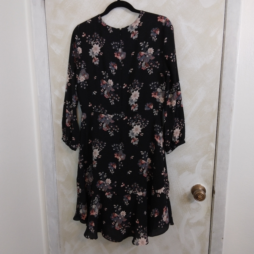 Size 6 Loft Wildflower Flounce Dress Dark Blue - Picture 4 of 13